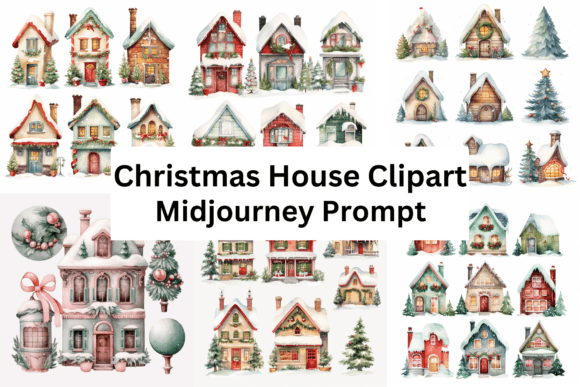 Download Watercolor Christmas House Clipart - Watercolor christmas Collection