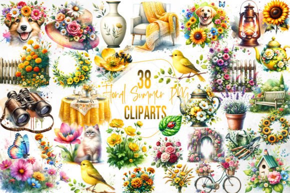Download Watercolor Floral Summer Clipart Bundle - Floral summer clipart Collection