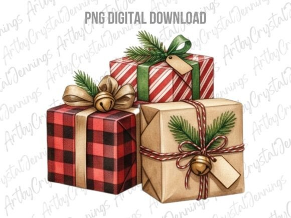 Download Watercolor Christmas Gifts Clipart PNG - Watercolor christmas Collection