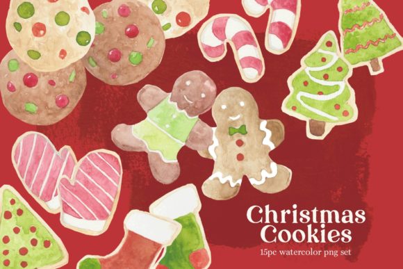Download Watercolor Christmas Cookies Clipart Set - Watercolor christmas Collection