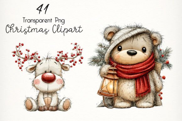 Download Watercolor Christmas Teddy Bear Clipart - Premium Resources