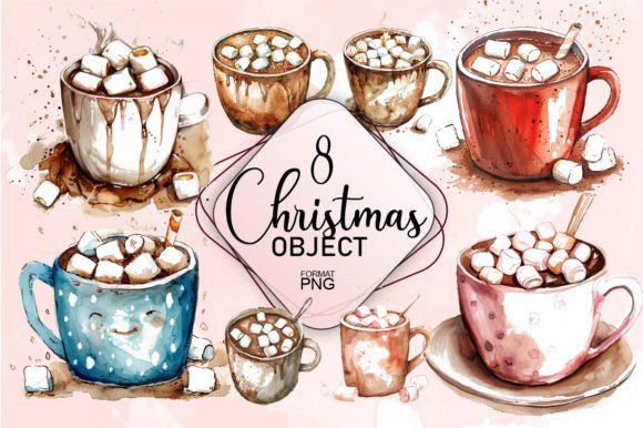Download Watercolor Christmas Cup Pack PNG - Watercolor christmas Collection