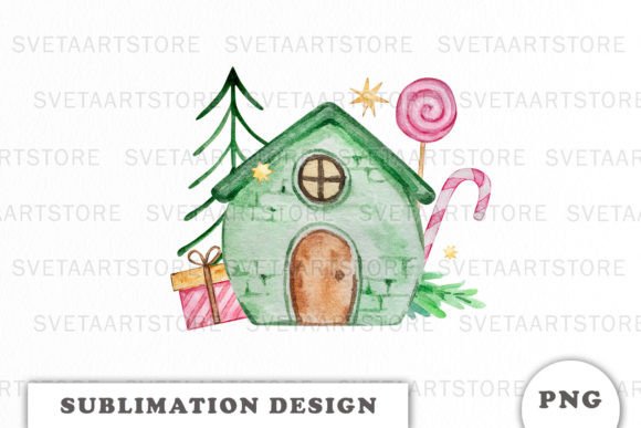 Download Watercolor Christmas House Sublimation - Watercolor christmas Collection