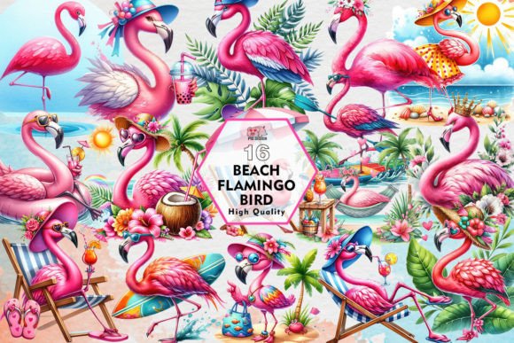 Download Beach Flamingo Bird Clipart PNG Graphics - Graphic Collection