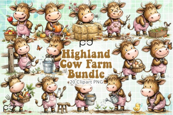 Download Highland Cow Farm Bundle Graphics - Graphic Collection