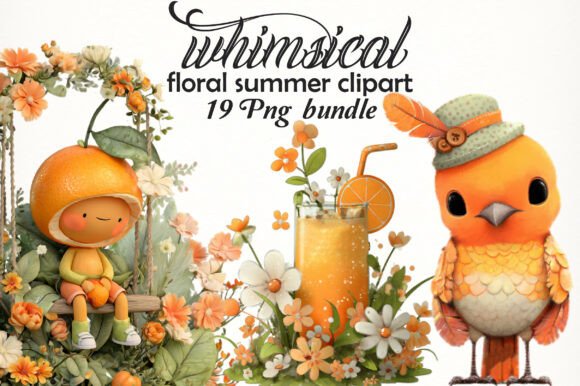 Download Whimsical Floral Summer Clipart Bundle - Floral summer clipart Collection