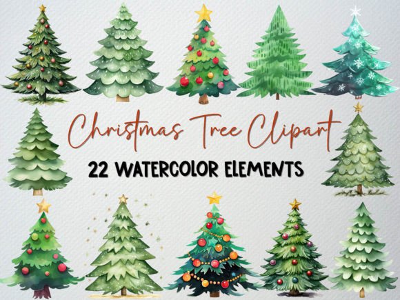 Download Watercolor Christmas Tree Clipart Set - Watercolor christmas Collection