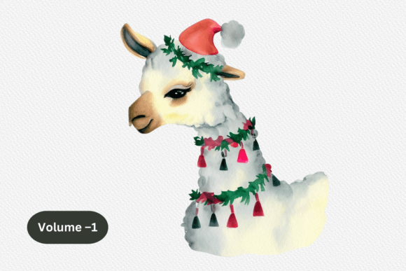 Download Watercolor Christmas Llama Clipart Vol–1 - Watercolor christmas Collection