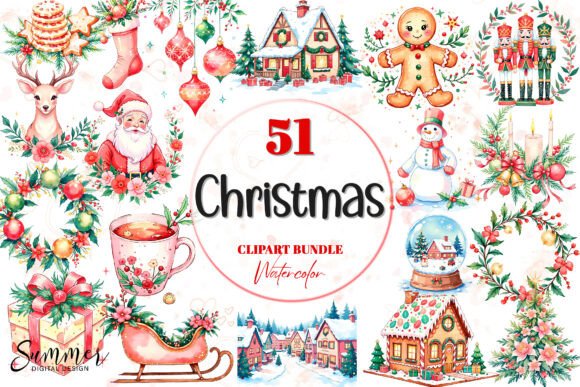 Download Watercolor Christmas PNG Holiday Bundle - Watercolor christmas Collection