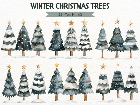 Download Watercolor Christmas Tree PNG Bundle - Watercolor christmas Collection