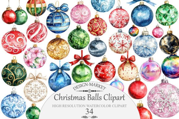 Download Watercolor Christmas Balls Clipart - Watercolor christmas Collection