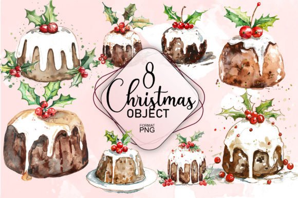 Download Watercolor Christmas Cakes Pack - Watercolor christmas Collection