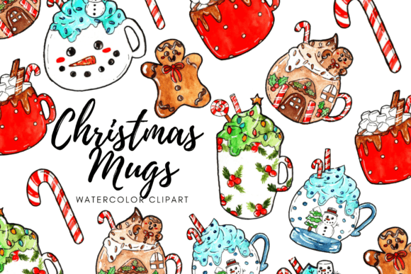 Download Watercolor Christmas Mug Clipart - Watercolor christmas Collection
