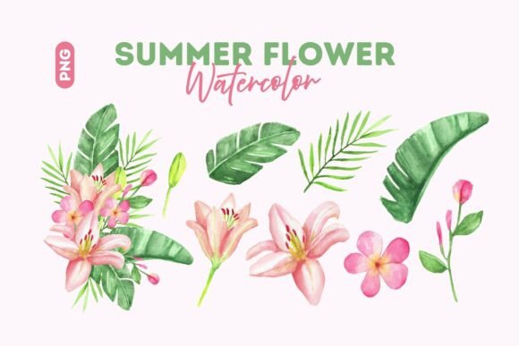 Download Summer Flower Watercolor Clipart Set - Summer flower watercolor Collection