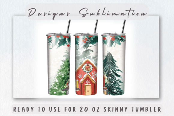 Download Watercolor Christmas House Tumbler - Watercolor christmas Collection