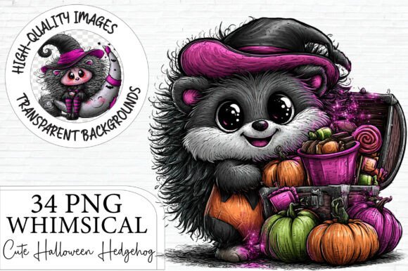 Download Whimsical Witch Hedgehog Graphics - Graphic Collection